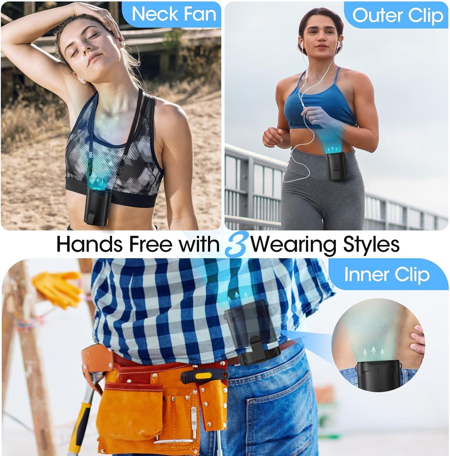 KUNMI® 2025 AI Portable Fan Rechargeable